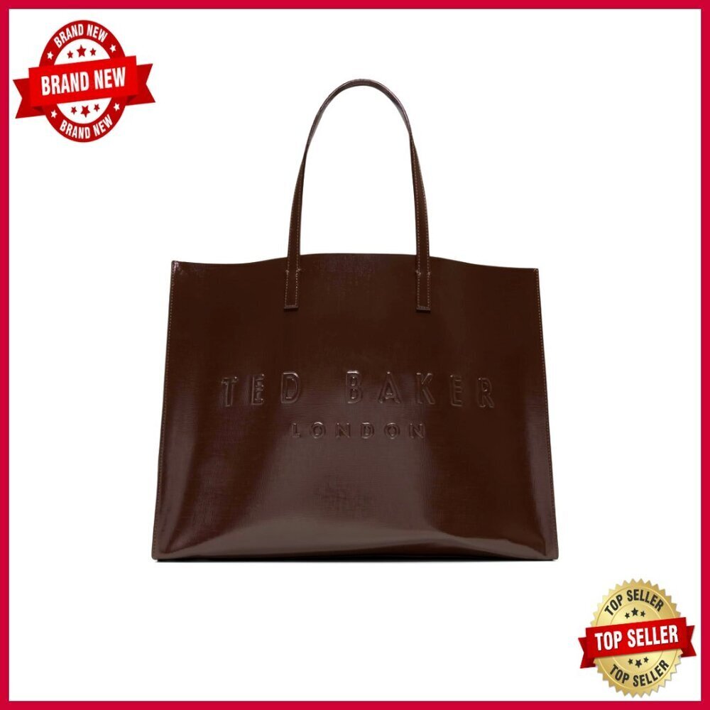 Large Polyurethane Tote Bag with Leather Handle, Flap Closure